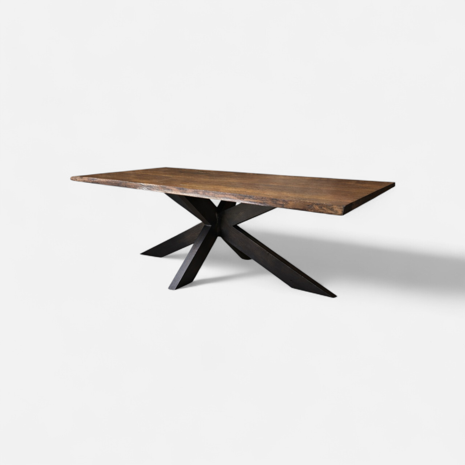 rektangulärt matbord Xforma med kryssunderrede i massivt trä från Nordanlids Rustik